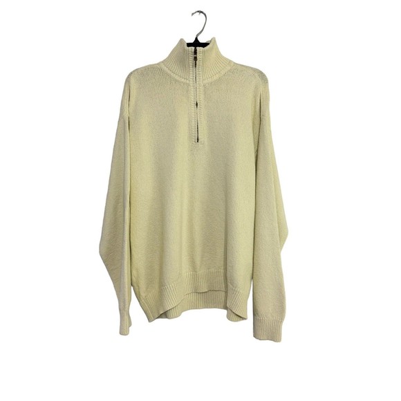 Tommy Bahama Mens Quarter Zip Sweater Cream Size XL Long Sleeve Pullover‎ Top - Picture 1 of 8